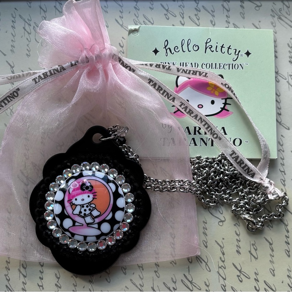 Tarina Tarantino Pink Head Hello Kitty Black and White Pendant Necklace